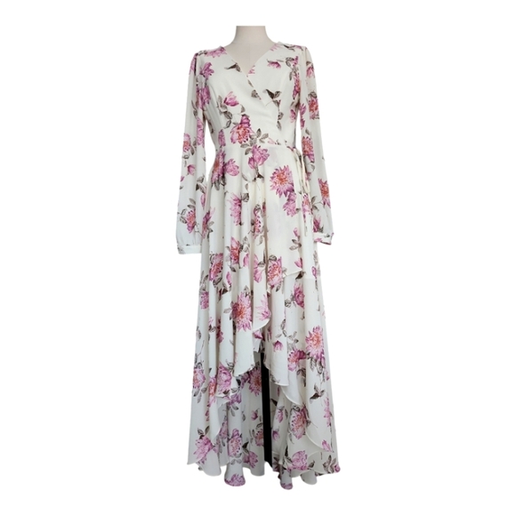 Lulus Dresses & Skirts - Lulus Let It Be White Floral Print Wrap Maxi Dress NWT S